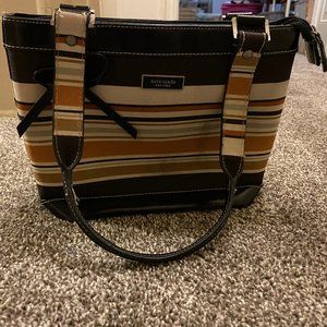 Kate Spade Orange/White/Black Striped Purse